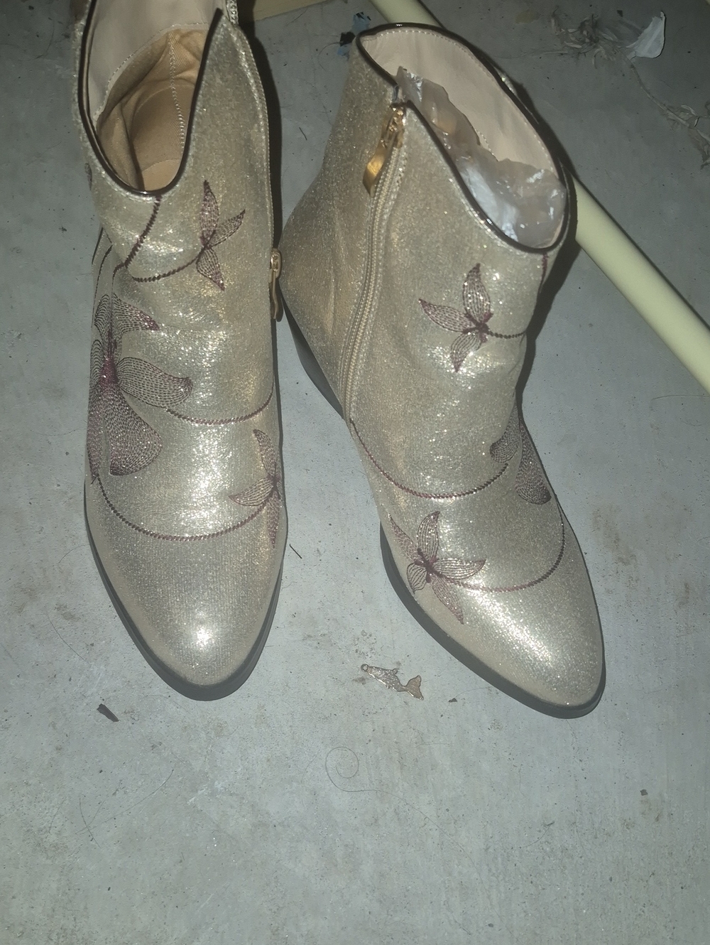 Metallic Gold Pointed Toe Women's Ankle Boots
